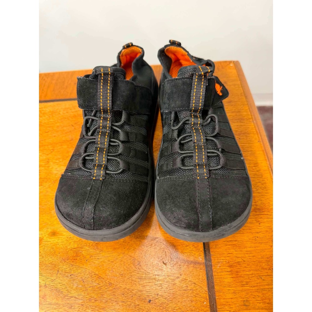 Vtg 90s Rocket Dog 7 Sneakers Black Orange Suede Mesh Low Chunky Strap Shoes